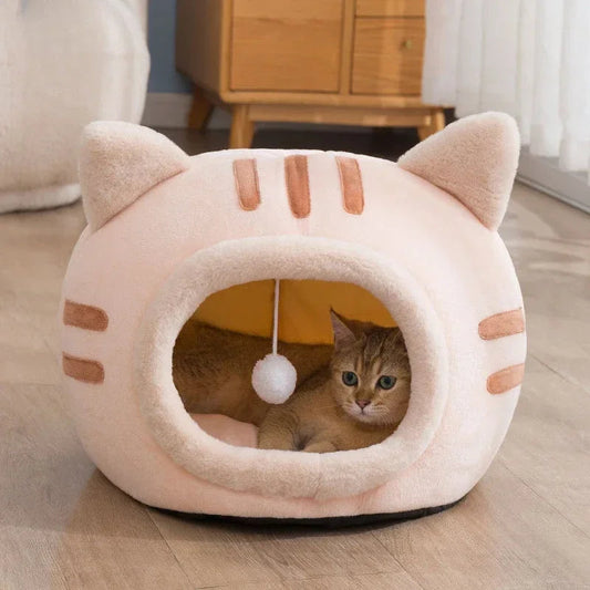 Gezellig kattenbed met afneembaar kussen Veelzijdig 2-in-1 ontwerp Antislipbasis voor alle seizoenen