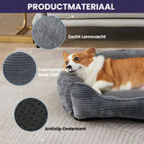 Hondenmand Kalmerend Vierkant Pluche Anti-Slip Met Verhoogde Rand
