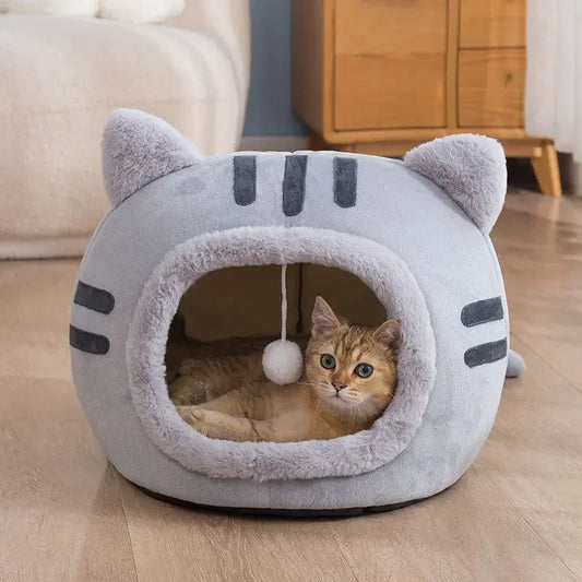 Gezellig kattenbed met afneembaar kussen Veelzijdig 2-in-1 ontwerp Antislipbasis voor alle seizoenen